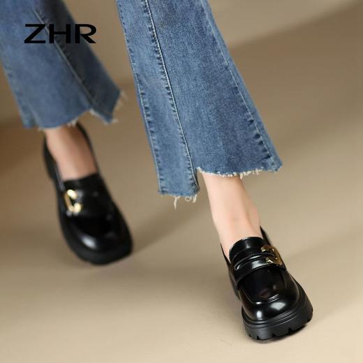 ZHR厚底乐福鞋2023新款英伦风法式小皮鞋jk一脚蹬单鞋ins女鞋 商品图4