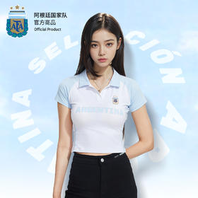 阿根廷国家队官方商品丨女士蓝白运动POLO领短袖T恤梅西球迷礼物