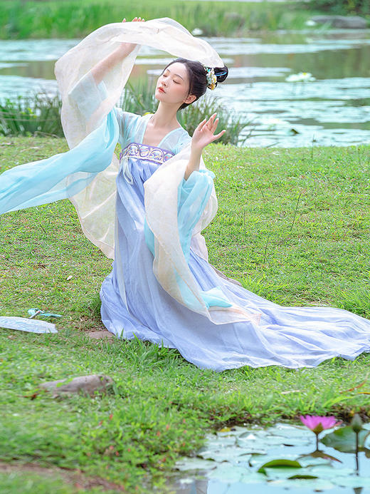 【重回汉唐翩翩】正品原创齐胸襦裙披帛唐制汉服女装春夏季姐妹装 商品图3