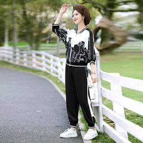 【气质妈妈装两件套】秋冬洋气上衣中年女装   中老年运动休闲套装