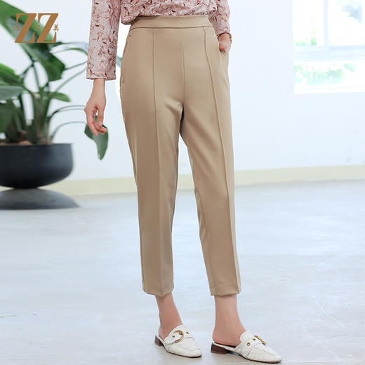 佐尔美秋季新款 休闲百搭显瘦弹力腰长裤女E23KC06 商品图1