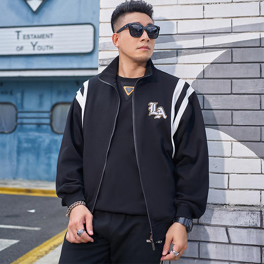 圈【新款DMH】大依优型大码立领夹克外套加肥加大肥佬休闲上衣男士胖子 商品图0