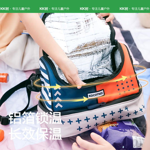 KK树饭盒保温袋户外野餐包春游儿童露营手提袋铝箔两层干湿分离 商品图3