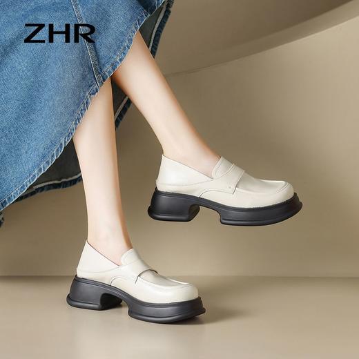 ZHR两穿式乐福鞋2023新款小皮鞋女圆头百搭单鞋透气显高ins潮 商品图5