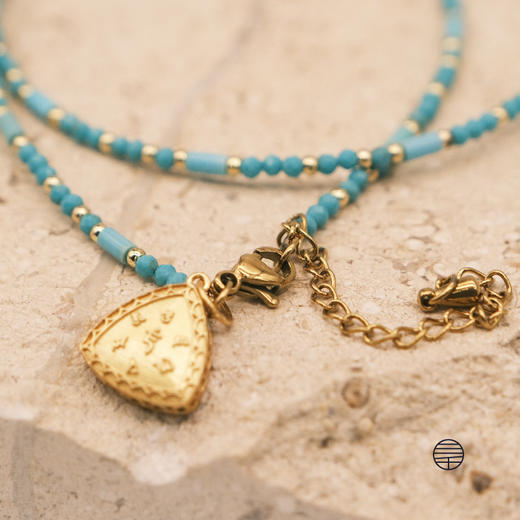 万物三千｜绿松石黄财神 度母 吊坠双圈手链 链长32.5CM 商品图4