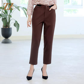 佐尔美秋季新款 休闲百搭弹力腰长裤女E23KC20