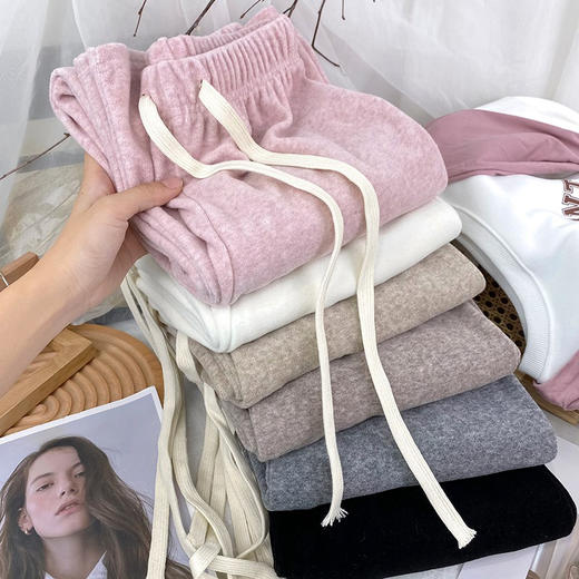 【秋冬新款！穿出高！瘦！美！】仿羊绒高腰阔腿裤，加绒垂感糯米绒面料，舒适保暖。直筒设计，显瘦拖地。秋冬新款，休闲百搭。li 商品图3