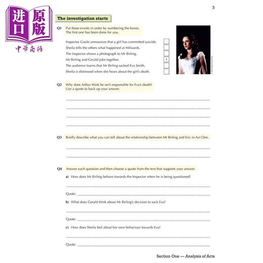 【中商原版】英国CGP GCSE English - An Inspector Calls Workbook (includes Answers) 商品图4