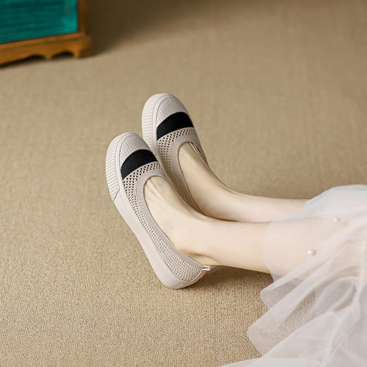 REREJOY圆头厚底飞织镂空渔夫鞋，2023新款，显瘦透气，休闲女单鞋 商品图10