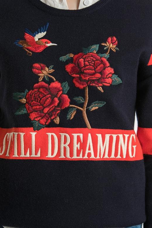 SIEGO 黑色花鸟刺绣毛衣 4026 商品图3