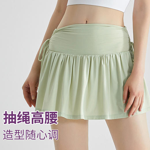 基础款丨速干材质 网球裙 瑜伽裙假两件防走光抽绳百褶运动短裙 商品图1