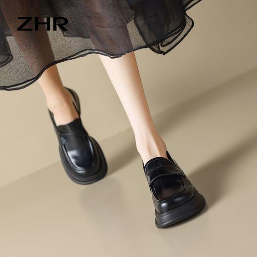 ZHR两穿式乐福鞋2023新款小皮鞋女圆头百搭单鞋透气显高ins潮 商品图3