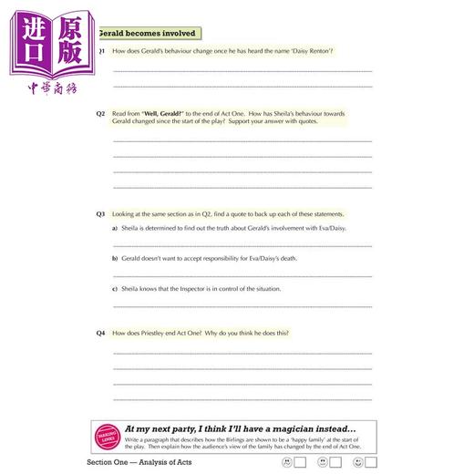 【中商原版】英国CGP GCSE English - An Inspector Calls Workbook (includes Answers) 商品图1