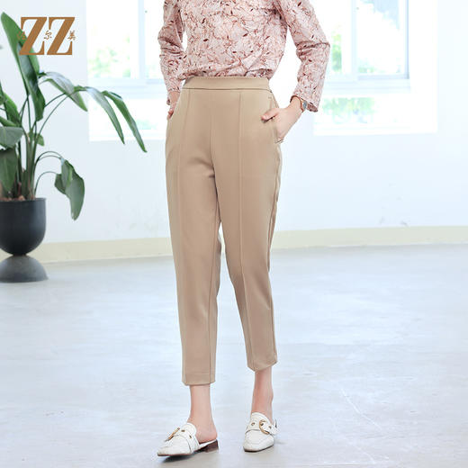 佐尔美秋季新款 休闲百搭显瘦弹力腰长裤女E23KC06 商品图3