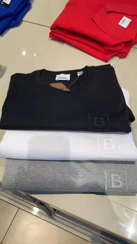 到手价1199  Burberry/博柏利 男士B.Box刺绣tee 美国代购，无中文标签，介意慎拍