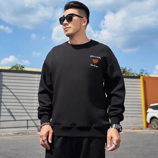 【新款DMH】大依优型大码圆领印花卫衣长袖弹力加肥加大胖子上衣男士T恤肥佬打底男装 商品图1