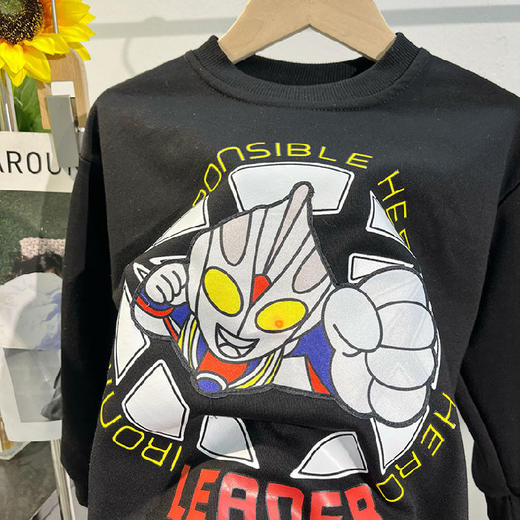 【轻拍会亮灯的卫衣～】秋冬季男童发光卫衣儿童长袖卡通印花趣味童装潮，针织小毛圈面料柔软舒适，罗纹高弹且不易变形。lish 商品图9