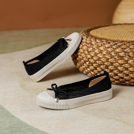 REREJOY圆头厚底飞织镂空渔夫鞋，2023新款，显瘦透气，休闲女单鞋 商品图3