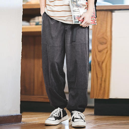 工装优选 日系复古灯芯绒束脚休闲裤宽松拼接cityboy卫裤长裤男秋 商品图4