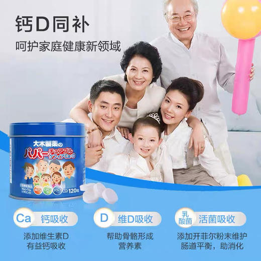 日本大木维生素+钙咀嚼片120粒（蓝罐酸奶口味） 商品图5