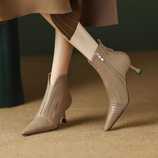 法式细跟时尚，踝靴气质尖头裸靴DB-M5380 商品图0