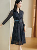 剩S/M 米思阳2026春季新款法式优雅波点连衣裙网纱显瘦长袖A字长裙2831 商品缩略图0