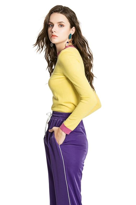 AVA 黄色圆领针织上衣 3584 商品图1