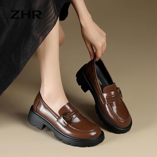 ZHR厚底乐福鞋2023新款英伦风法式小皮鞋jk一脚蹬单鞋ins女鞋 商品图6