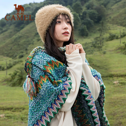 【云缕】骆驼针织披肩女围巾民族风外搭川西斗篷披风新疆旅游穿搭 123CAKS036 商品图2