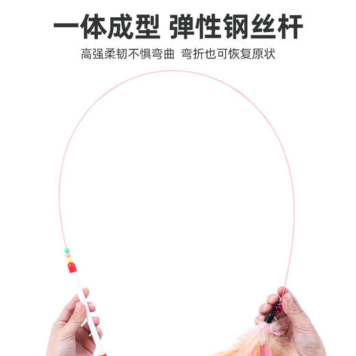 钢丝羽毛铃铛逗猫棒 长杆耐玩解闷 颜色随机 opp袋装 猫咪玩具 商品图4