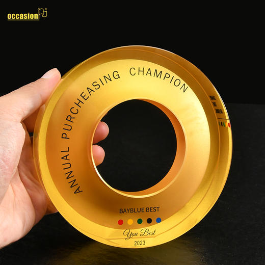 黄金圈纪念品奖杯水晶定制奖牌授权牌创意比赛奖品奖盘销售冠军 商品图1