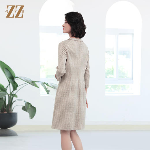 佐尔美秋季新款 优雅气质格纹圆领连衣裙女E33LL06 商品图4
