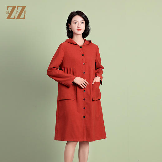 佐尔美秋季新款 通勤舒适连帽长风衣女E03FC02 商品图1