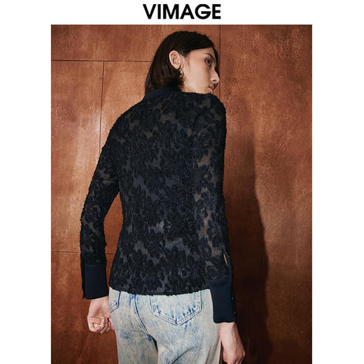 VIMAGE纬漫纪秋季新款设计感小众修身气质小上衣V2009610 商品图4