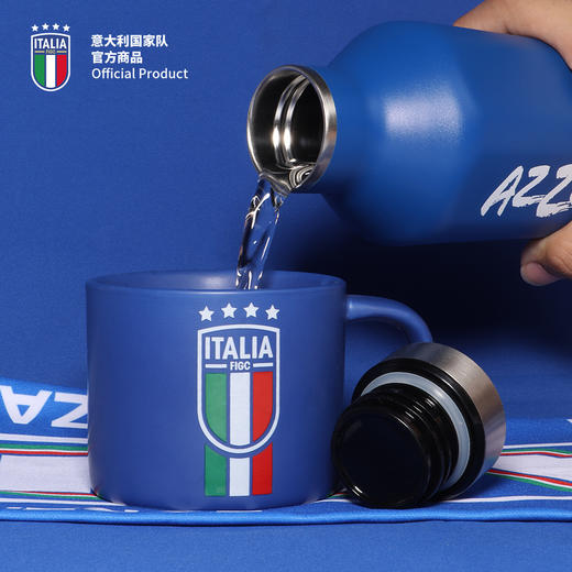 意大利国家队官方商品丨撞色便携保温保冷水杯304水壶足球迷蓝色 商品图2