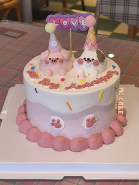 卡通小动物立体裱花蛋糕  小猪 小狗蛋糕 周年纪念蛋糕