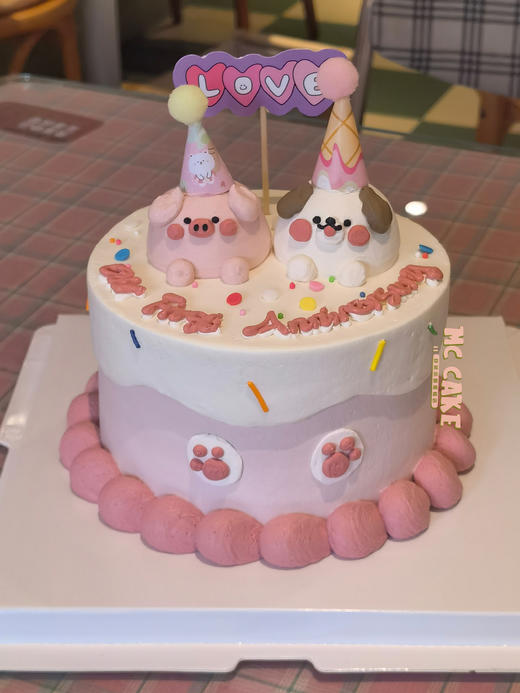 卡通小动物立体裱花蛋糕  小猪 小狗蛋糕 周年纪念蛋糕 商品图0