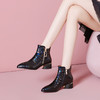 【预售5天】粗跟短靴女秋冬季新款方头短筒中跟后拉链加绒棉鞋马丁靴时尚SY&129055 商品缩略图1