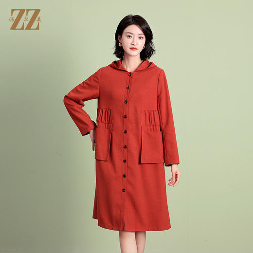 佐尔美秋季新款 通勤舒适连帽长风衣女E03FC02 商品图0