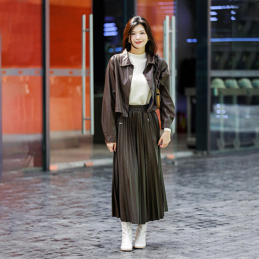 Avann软皮百褶PU裙 商品图8