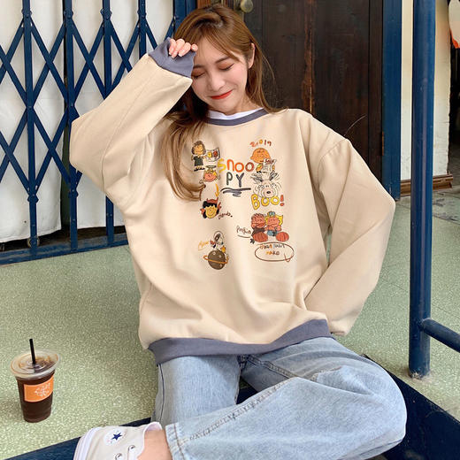 【慵懒风卫衣女】加绒加厚套头上衣    秋冬季韩版卫衣ins风 商品图2