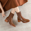 阿么手工女鞋针织粗跟短靴女2023新款一脚蹬百搭5.5CM高跟瘦瘦靴 商品缩略图3