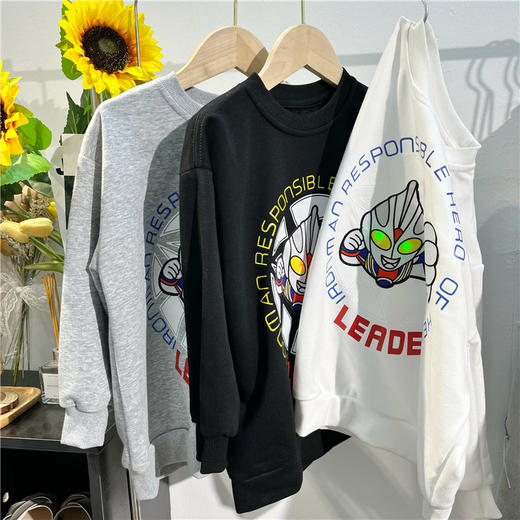 【轻拍会亮灯的卫衣～】秋冬季男童发光卫衣儿童长袖卡通印花趣味童装潮，针织小毛圈面料柔软舒适，罗纹高弹且不易变形。lish 商品图1