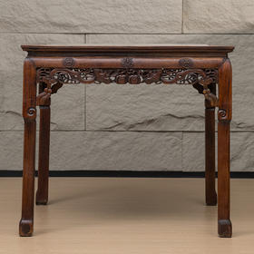 清中期 红木镶云石透雕事事如意八仙桌