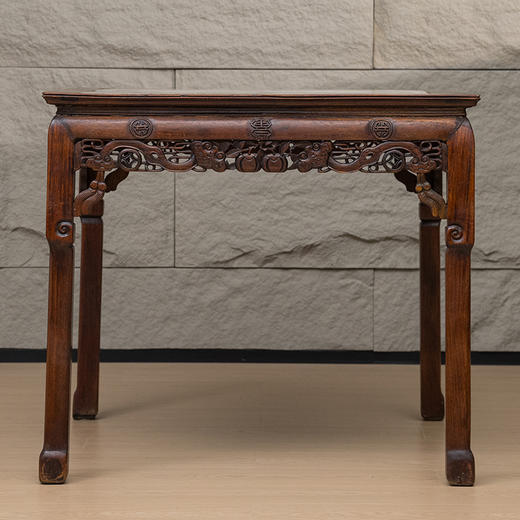 清中期 红木镶云石透雕事事如意八仙桌 商品图0