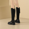 阿么手工女鞋新款小个子4.5CM厚底骑士靴不过膝时尚百搭v口长靴女 商品缩略图2