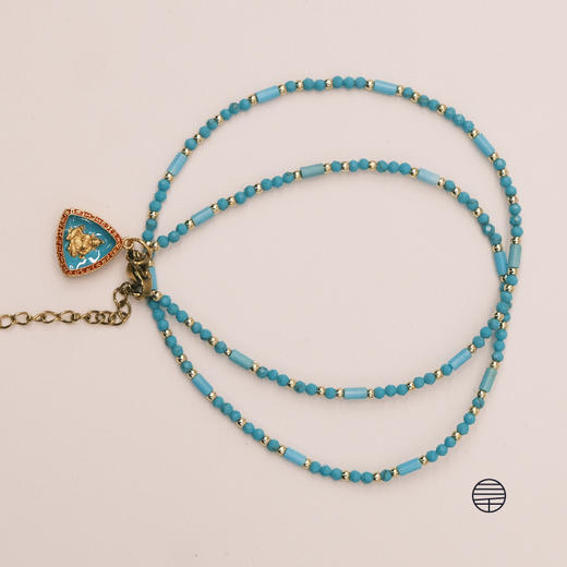 万物三千｜绿松石黄财神 度母 吊坠双圈手链 链长32.5CM 商品图5