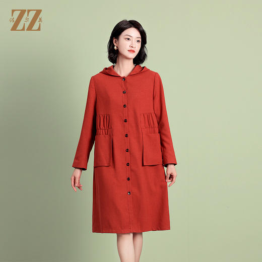 佐尔美秋季新款 通勤舒适连帽长风衣女E03FC02 商品图3