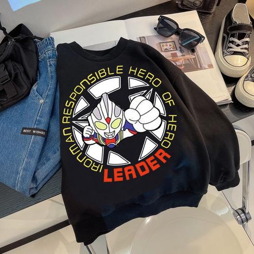 【轻拍会亮灯的卫衣～】秋冬季男童发光卫衣儿童长袖卡通印花趣味童装潮，针织小毛圈面料柔软舒适，罗纹高弹且不易变形。lish 商品图3