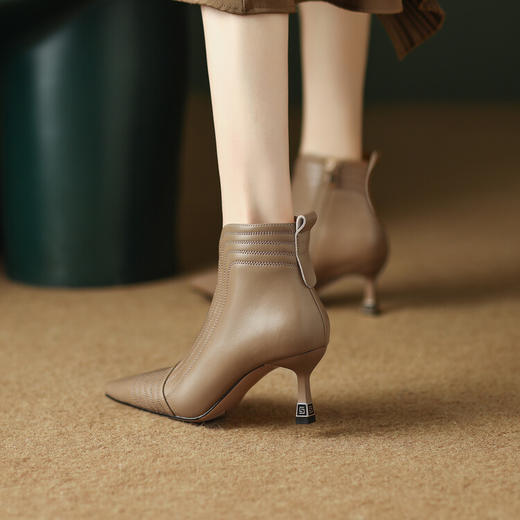 法式细跟时尚，踝靴气质尖头裸靴DB-M5380 商品图3